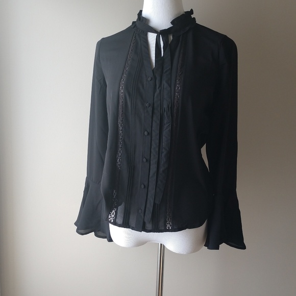 Bell Sleeve Tie-neck Top - Picture 7 of 8